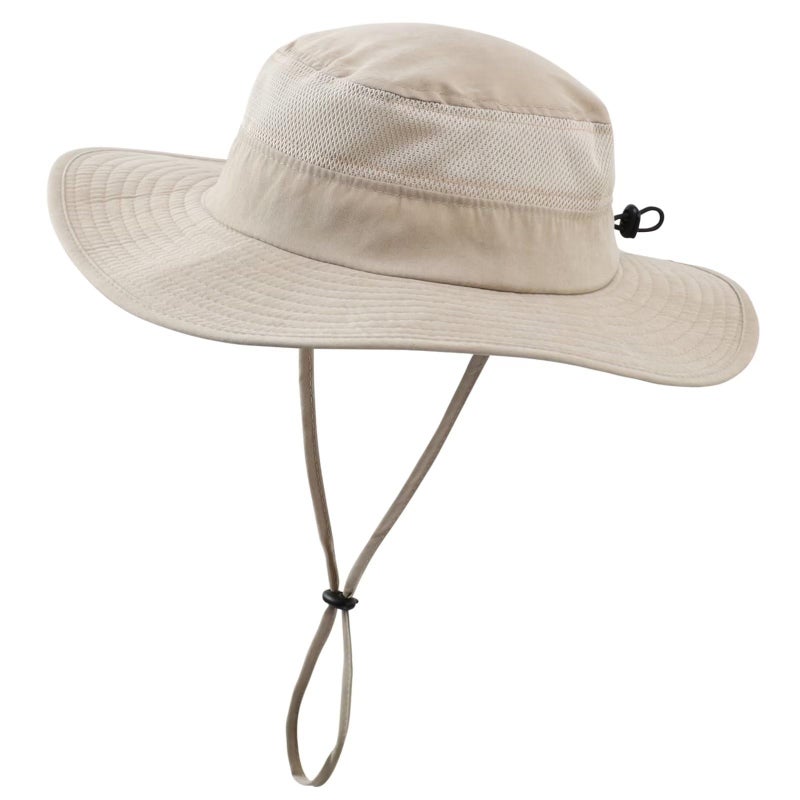 Connectyle Little Boys Girls UPF 50+ Sun Hat Kids Outdoor Wide Brim Bucket Safari Hat for Fishing Hiking Boating Deep Khaki - Image 1